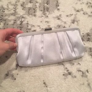 Nina Silver Satin clutch